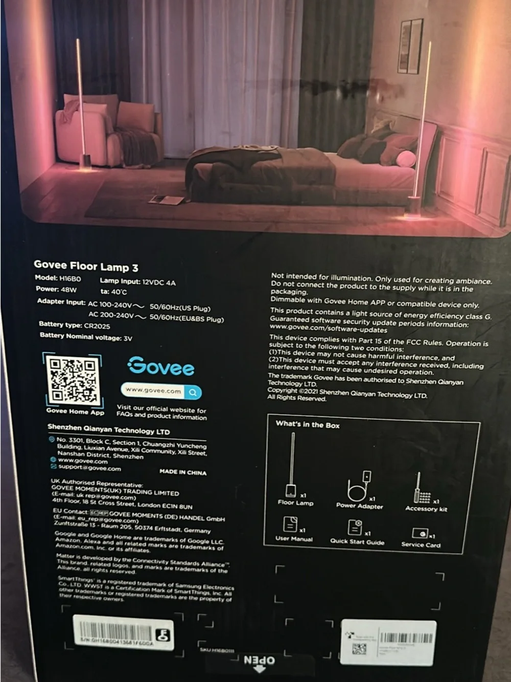 Govee Floor Lamp 3 - Lumiblend+ Technology Black Smart LED Corner Floor Lamp